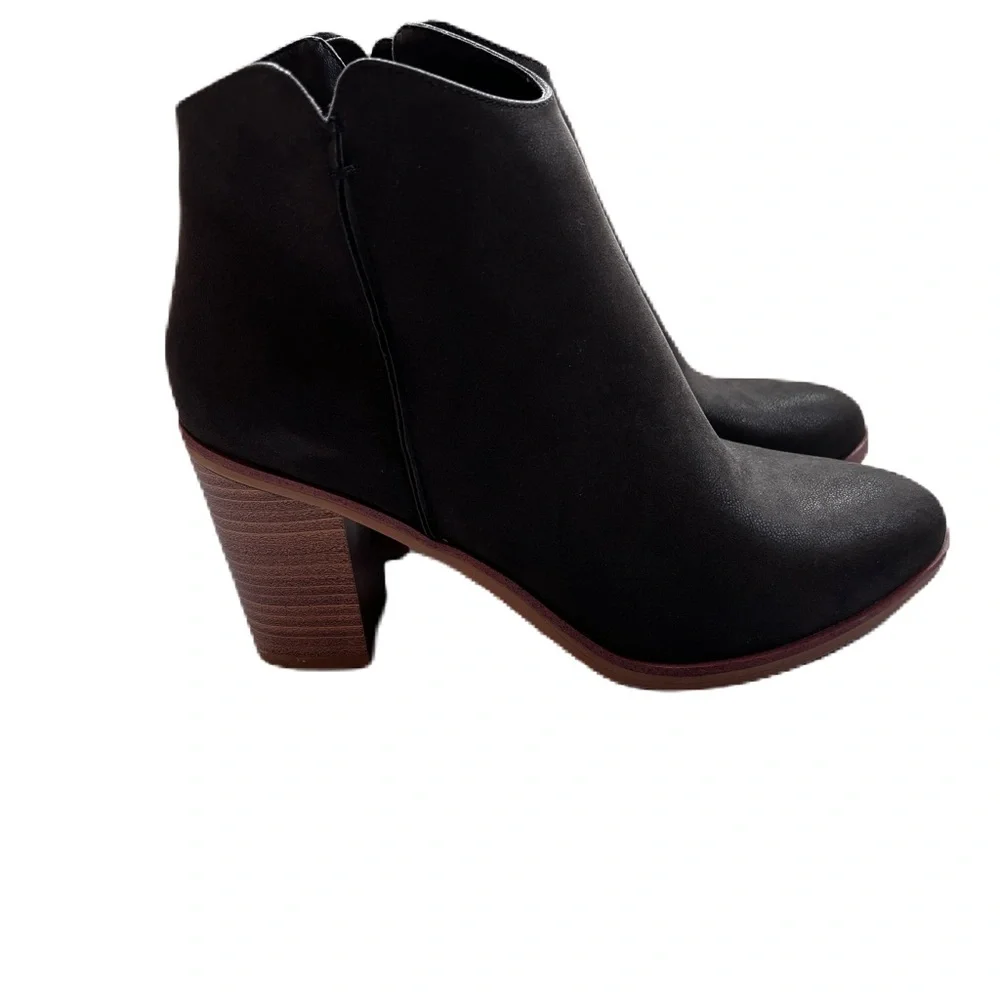 MIA Barby Bootie Black Brushed‎ Block Heel Ankle Boots Size 9